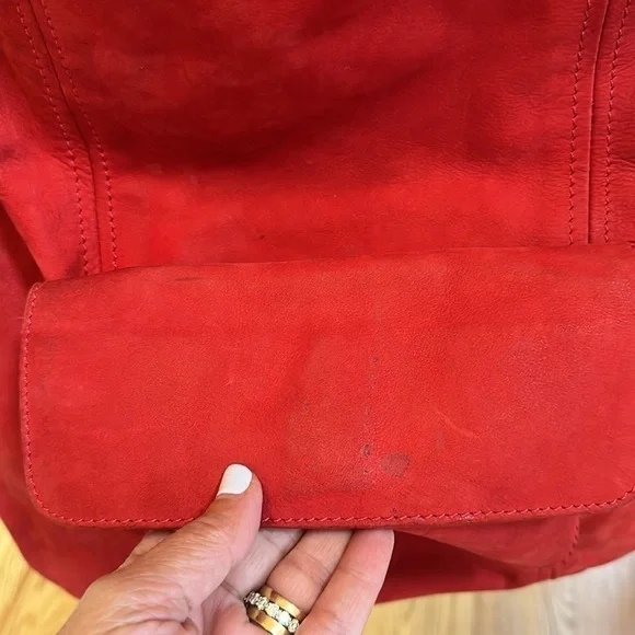 Laura Di Maggio Red Suede Slouchy Crossbody Bag